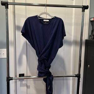 Navy blue wrap front top
